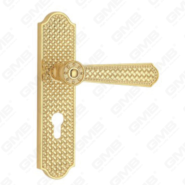 Door Handle Pull Wooden Door Hardware Handle Lock Door Handle on Plate for Mortise Lockset by Zinc Alloy or Steel Door Plate Handle (CM752-C121-KG)