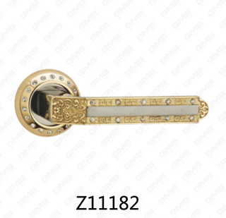 Zamak Zinc Alloy Aluminum Rosette Door Handle with Round Rosette (Z11182)