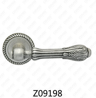 Zamak Zinc Alloy Aluminum Rosette Door Handle with Round Rosette (Z09198)