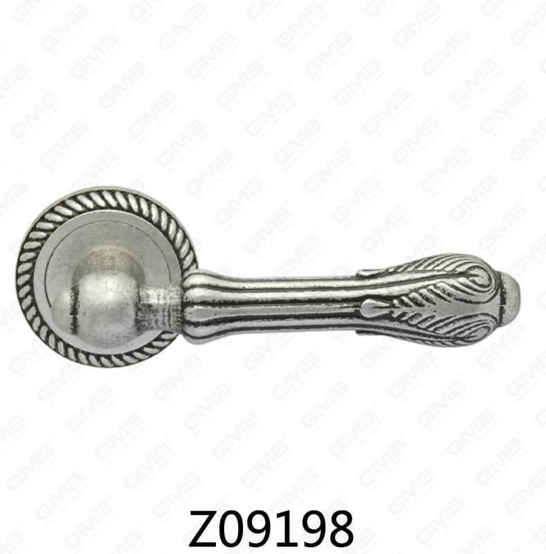 Zamak Zinc Alloy Aluminum Rosette Door Handle with Round Rosette (Z09198)