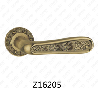 Zamak Zinc Alloy Aluminum Rosette Door Handle with Round Rosette (Z16205)