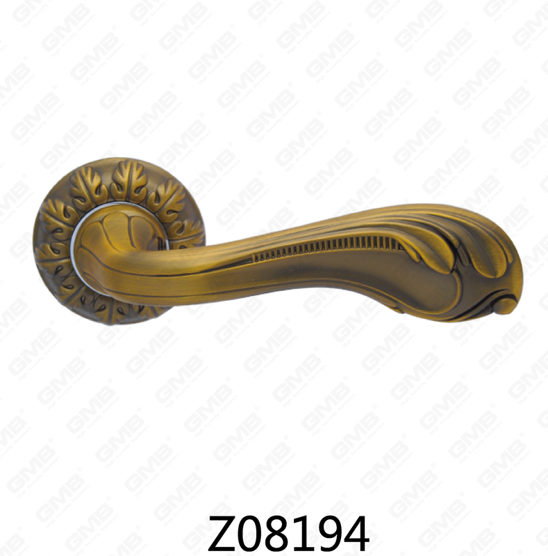 Zamak Zinc Alloy Aluminum Rosette Door Handle with Round Rosette (Z08194)