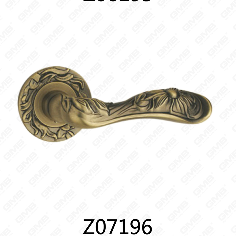 Zamak Zinc Alloy Aluminum Rosette Door Handle with Round Rosette (Z07196)