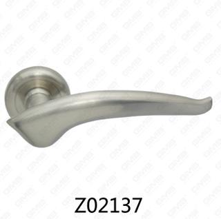 Zamak Zinc Alloy Aluminum Rosette Door Handle with Round Rosette (Z02137)