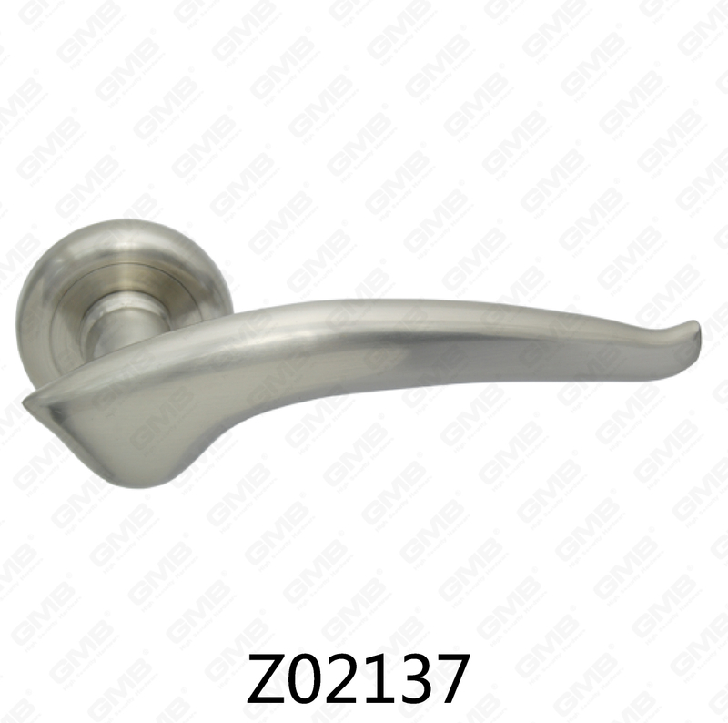 Zamak Zinc Alloy Aluminum Rosette Door Handle with Round Rosette (Z02137)