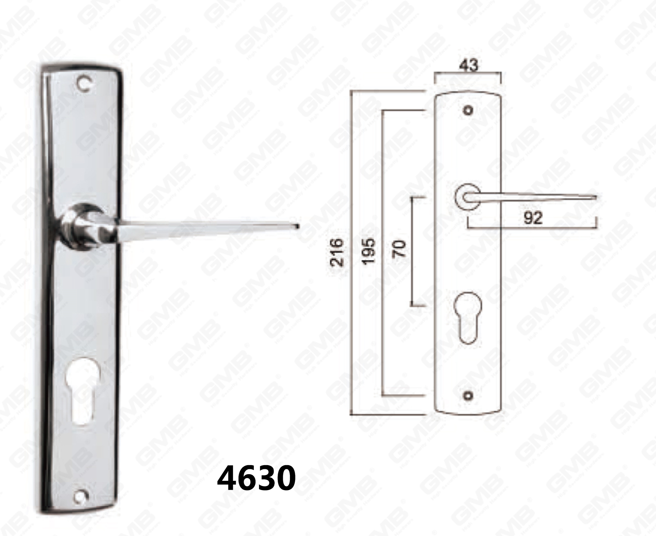 4630Lock Door Handle on Plate