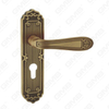 Door Handle Pull Wooden Door Hardware Handle Lock Door Handle on Plate for Mortise Lockset by Zinc Alloy or Steel Door Plate Handle (TM4012-E05-DYB)