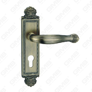 Door Handle Pull Wooden Door Hardware Handle Lock Door Handle on Plate for Mortise Lockset by Zinc Alloy or Steel Door Plate Handle (TM401167-DAB)