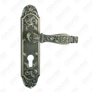 Door Handle Pull Wooden Door Hardware Handle Lock Door Handle on Plate for Mortise Lockset by Zinc Alloy or Steel Door Plate Handle (ZM40293-DAB)