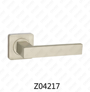 Zamak Zinc Alloy Aluminum Rosette Door Handle with Round Rosette (Z04217)