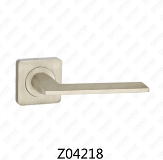 Zamak Zinc Alloy Aluminum Rosette Door Handle with Round Rosette (Z04218)