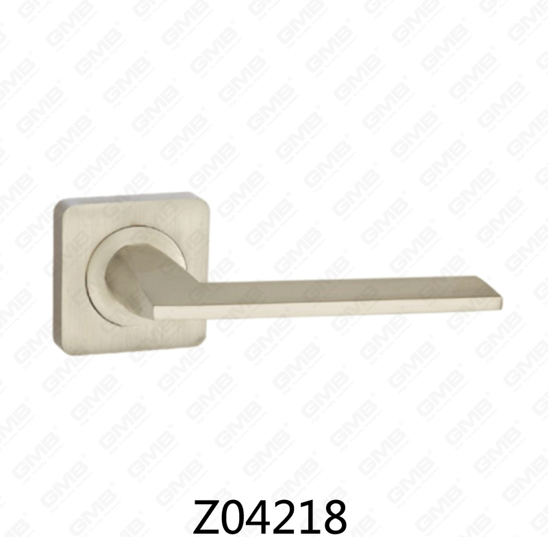 Zamak Zinc Alloy Aluminum Rosette Door Handle with Round Rosette (Z04218)