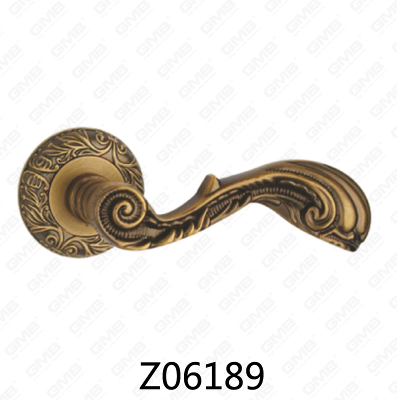 Zamak Zinc Alloy Aluminum Rosette Door Handle with Round Rosette (Z06189)