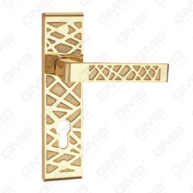 Door Handle Pull Wooden Door Hardware Handle Lock Door Handle on Plate for Mortise Lockset by Zinc Alloy or Steel Door Plate Handle (ZM88345-GPB)