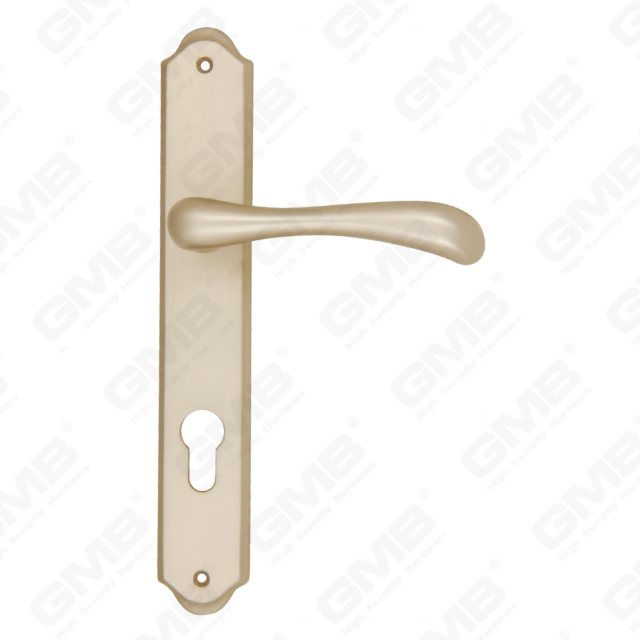 Brass Handles Wooden Door Hardware Handle Lock Door Handle on Plate for Mortise Lockset (B-PM3661-SN)