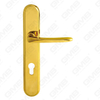 Brass Handles Wooden Door Hardware Handle Lock Door Handle on Plate for Mortise Lockset (B-PM1355-PVD)