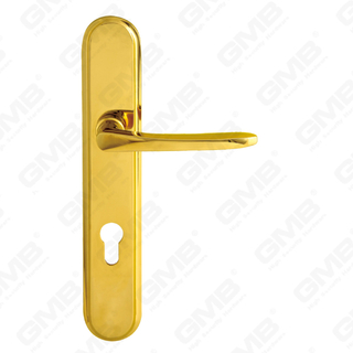 Brass Handles Wooden Door Hardware Handle Lock Door Handle on Plate for Mortise Lockset (B-PM1355-PVD)