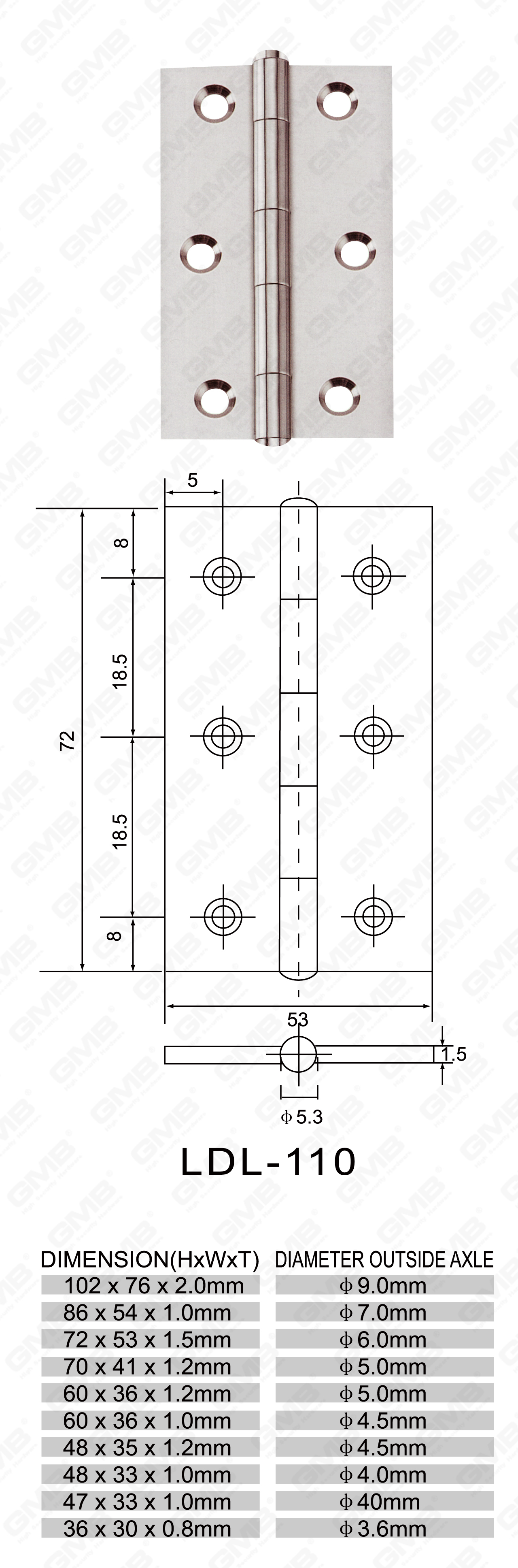 Stainless Steel Hinge Series_LDL-110-29