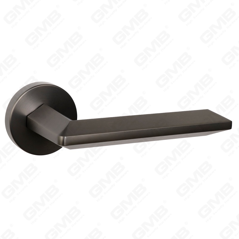 Modern Simple Solid Zinc Alloy Split Door Lock Handle on Round Rosette（Z062406）