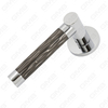 Modern Simple Solid Zinc Alloy Split Door Lock Handle on Round Rosette（Z062413）
