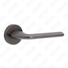Modern Simple Solid Zinc Alloy Split Door Lock Handle on Round Rosette（Z062401）