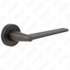 Modern Simple Solid Zinc Alloy Split Door Lock Handle on Round Rosette（Z062403）