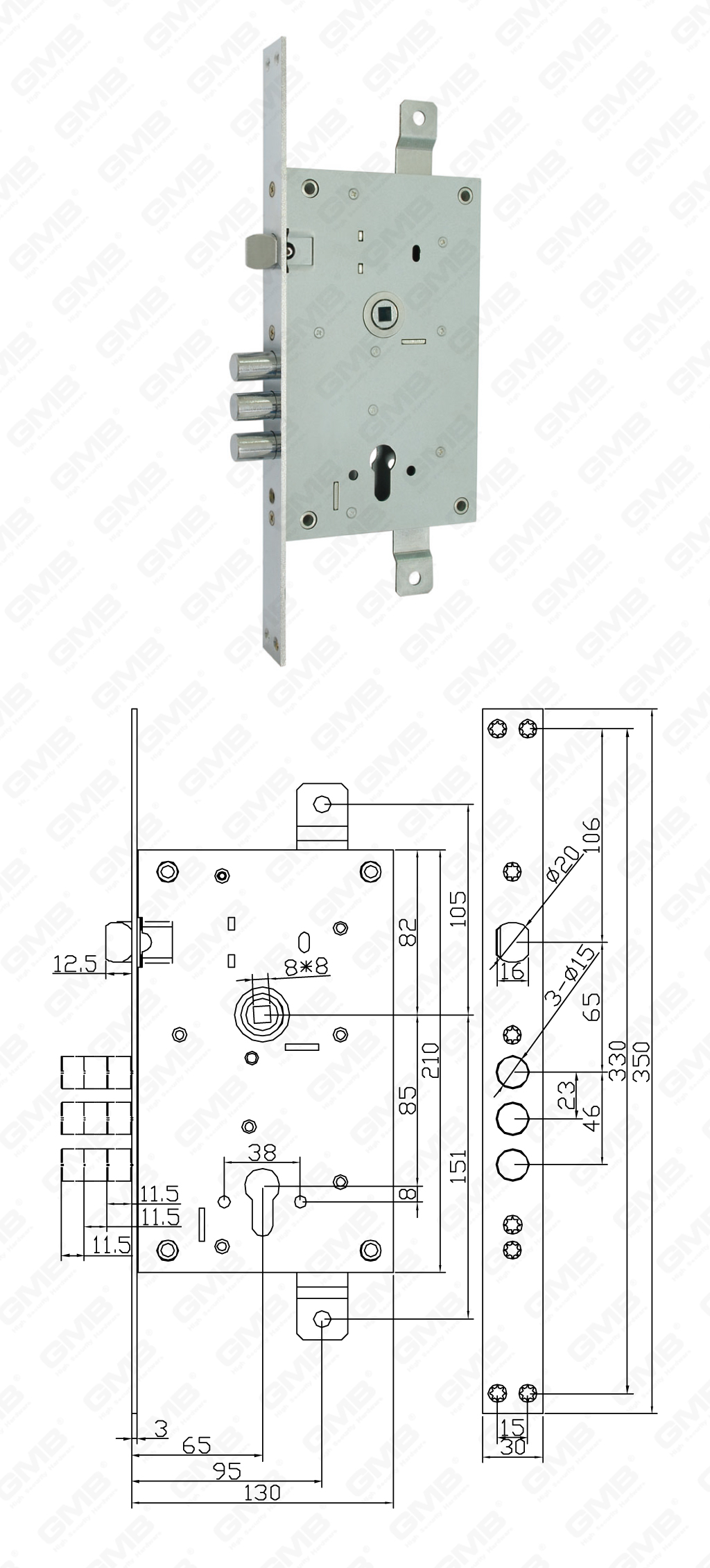 01 High Security Mortise Lock_352RL-46