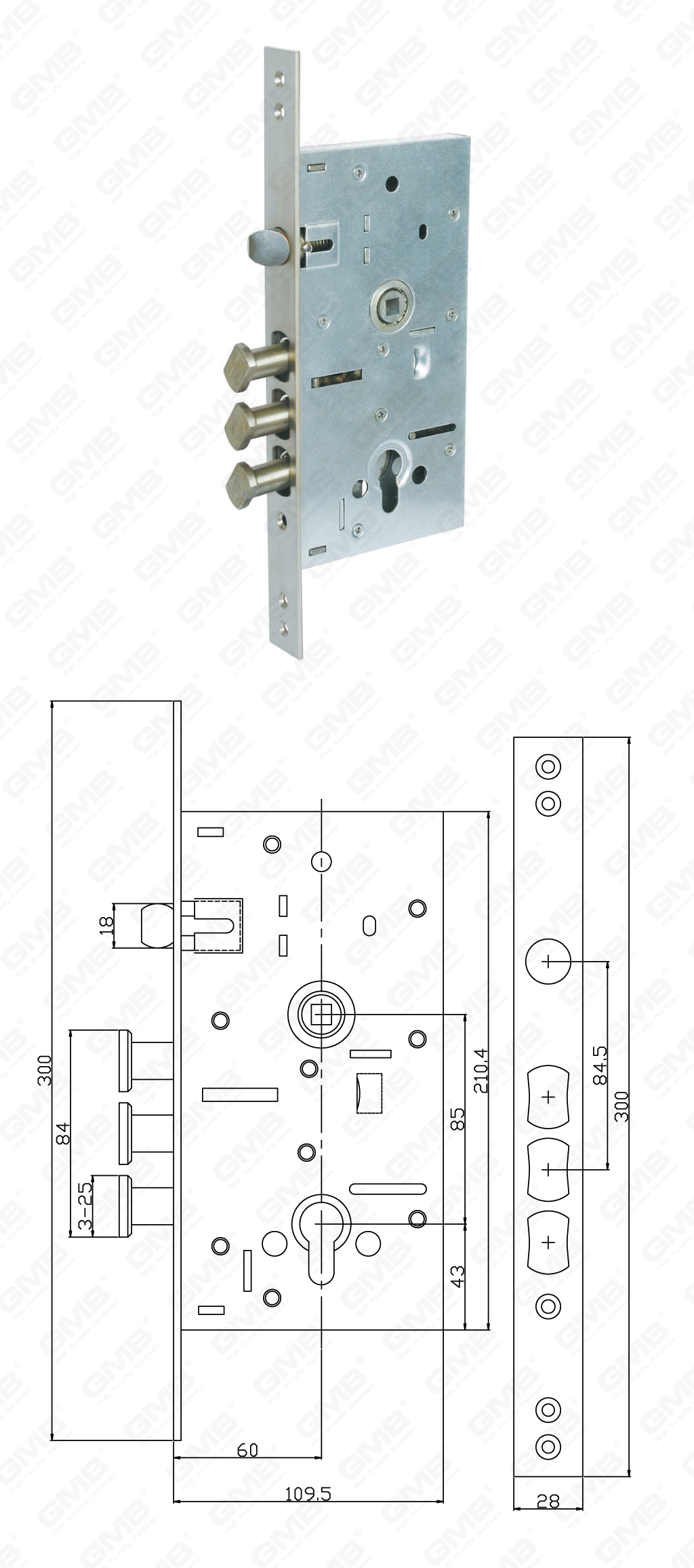 01 High Security Mortise Lock_252RA-64