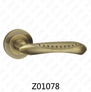 Zamak Zinc Alloy Aluminum Rosette Door Handle with Round Rosette (Z01078)