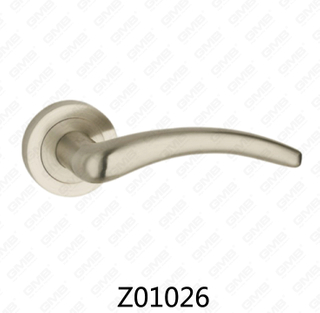Zamak Zinc Alloy Aluminum Rosette Door Handle with Round Rosette (Z01026)