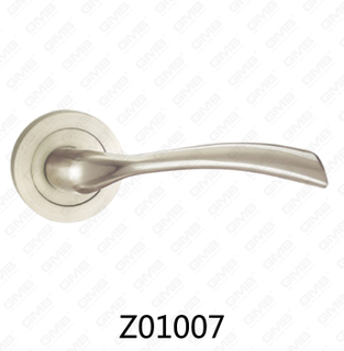 Zamak Zinc Alloy Aluminum Rosette Door Handle with Round Rosette (Z01007)