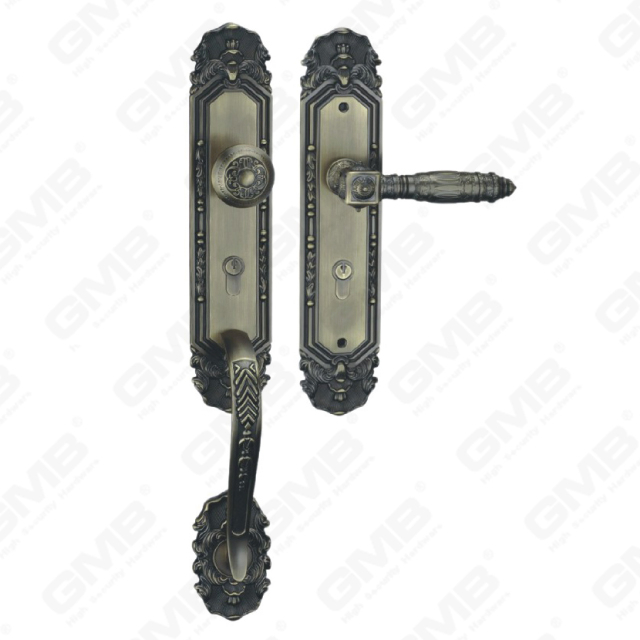 High Security Zinc Alloy Outside Villa Door Handle Dim Antique Brass (E8315-DAB)