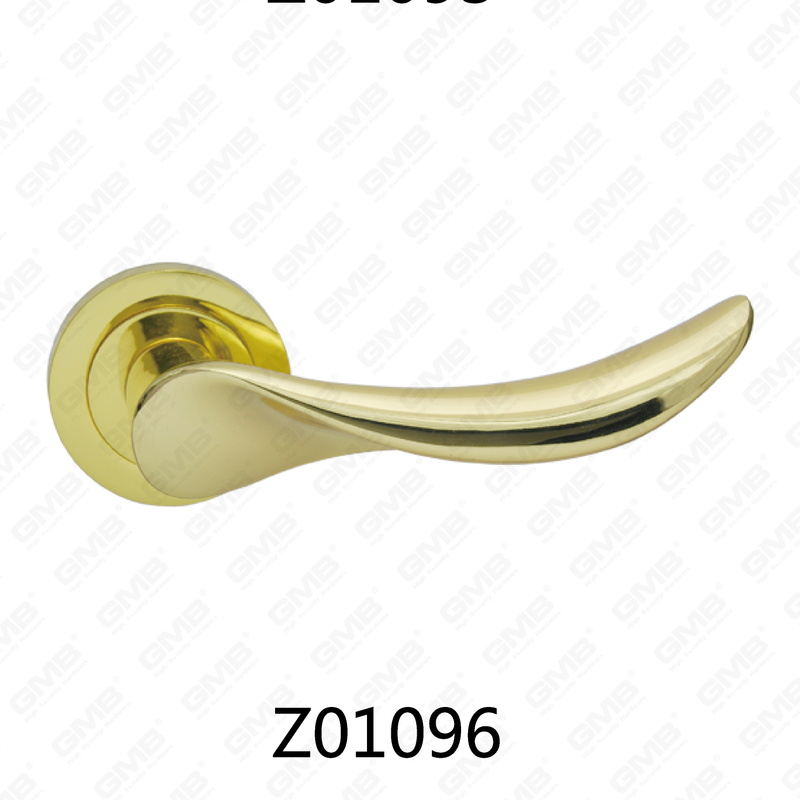 Zamak Zinc Alloy Aluminum Rosette Door Handle with Round Rosette (Z01096)