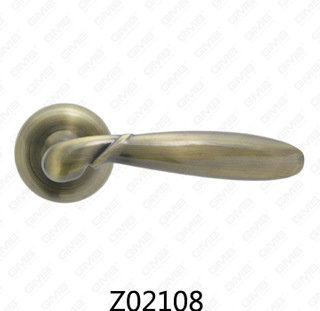 Zamak Zinc Alloy Aluminum Rosette Door Handle with Round Rosette (Z02108)
