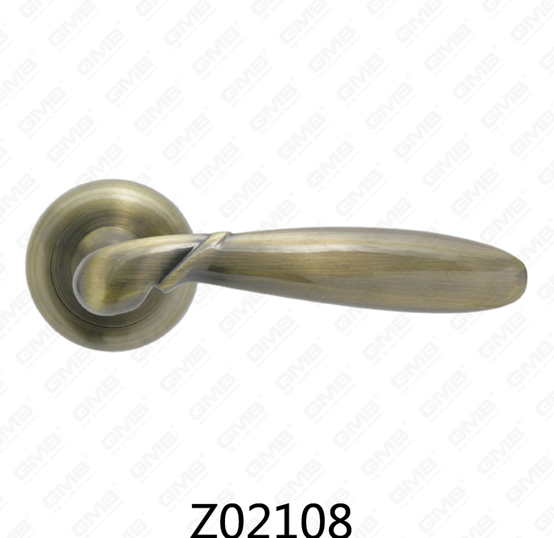 Zamak Zinc Alloy Aluminum Rosette Door Handle with Round Rosette (Z02108)