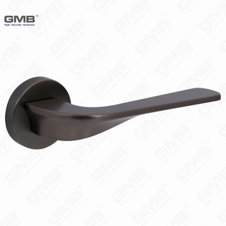 Modern Simple Solid Zinc Alloy Split Door Lock Handle on Round Rosette（Z062402）