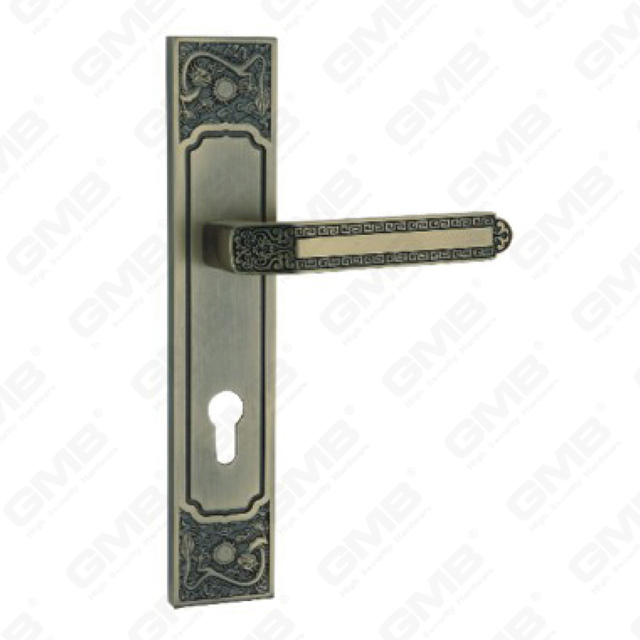 Door Handle Pull Wooden Door Hardware Handle Lock Door Handle on Plate for Mortise Lockset by Zinc Alloy or Steel Door Plate Handle (E711-Z31-DAB)