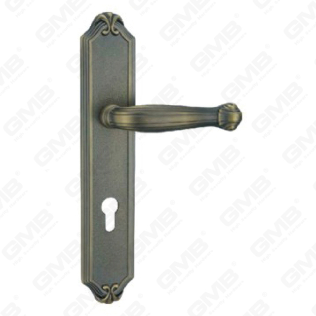 Door Handle Pull Wooden Door Hardware Handle Lock Door Handle on Plate for Mortise Lockset by Zinc Alloy or Steel Door Plate Handle (ZL903-Z41-DAB)