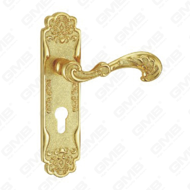 Door Handle Pull Wooden Door Hardware Handle Lock Door Handle on Plate for Mortise Lockset by Zinc Alloy or Steel Door Plate Handle (TM401675-GPB)