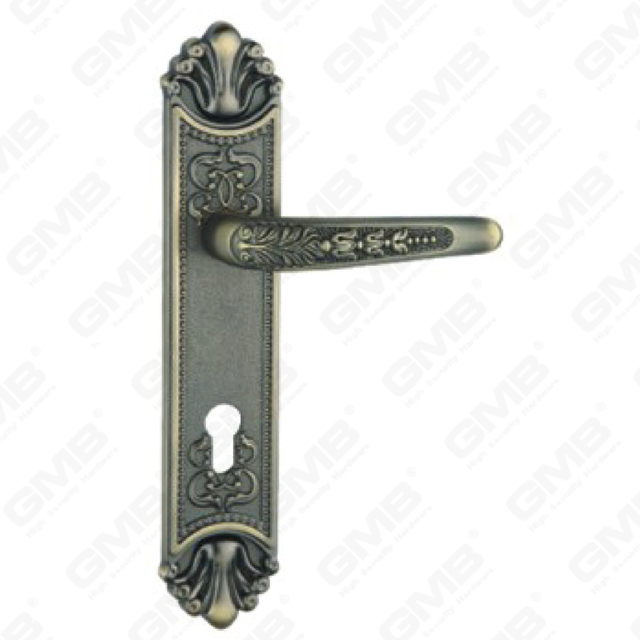 Door Handle Pull Wooden Door Hardware Handle Lock Door Handle on Plate for Mortise Lockset by Zinc Alloy or Steel Door Plate Handle (ZL908-Z82-DAB)