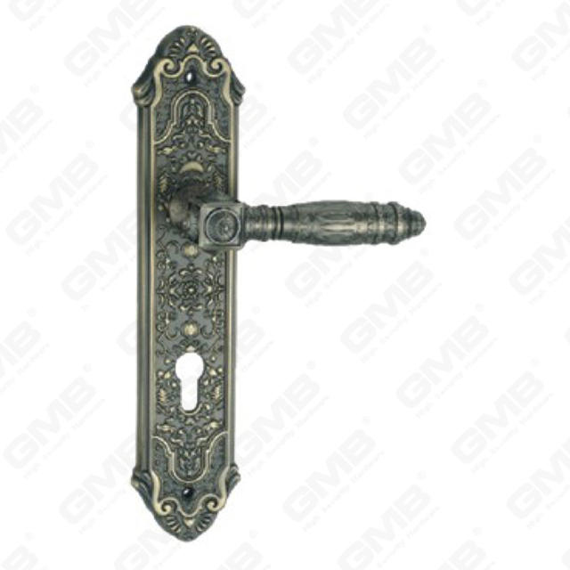 Door Handle Pull Wooden Door Hardware Handle Lock Door Handle on Plate for Mortise Lockset by Zinc Alloy or Steel Door Plate Handle (ZL919-E08-DAB)