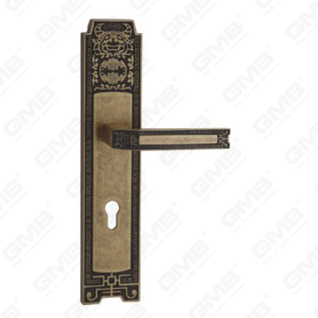 Door Handle Pull Wooden Door Hardware Handle Lock Door Handle on Plate for Mortise Lockset by Zinc Alloy or Steel Door Plate Handle (ZL933B32-DHB)
