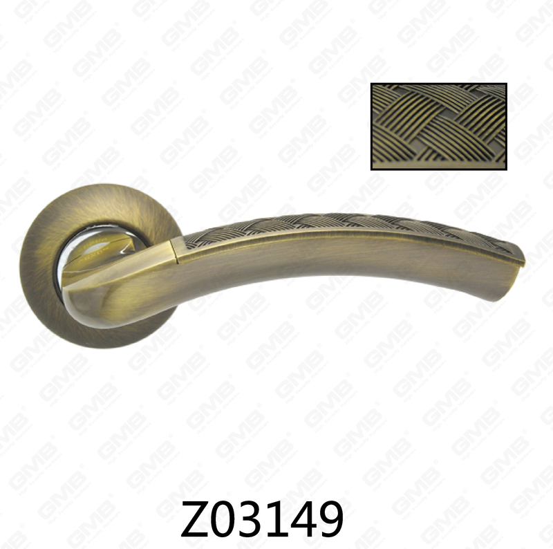Zamak Zinc Alloy Aluminum Rosette Door Handle with Round Rosette (Z02149)