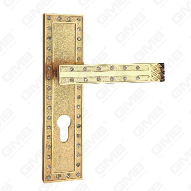Door Handle Pull Wooden Door Hardware Handle Lock Door Handle on Plate for Mortise Lockset by Zinc Alloy or Steel Door Plate Handle (ZM45085-GPB X)