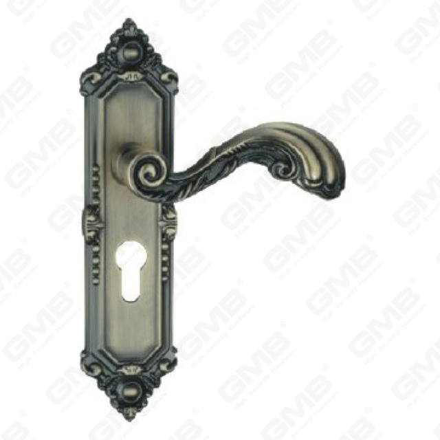 Door Handle Pull Wooden Door Hardware Handle Lock Door Handle on Plate for Mortise Lockset by Zinc Alloy or Steel Door Plate Handle (ZM622-E48-DAB)