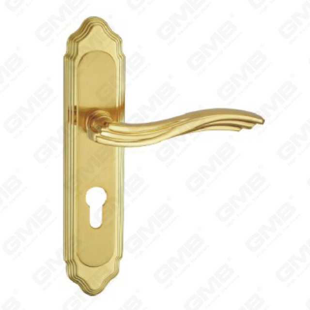 Door Handle Pull Wooden Door Hardware Handle Lock Door Handle on Plate for Mortise Lockset by Zinc Alloy or Steel Door Plate Handle (ZM41377-GSB GPB)