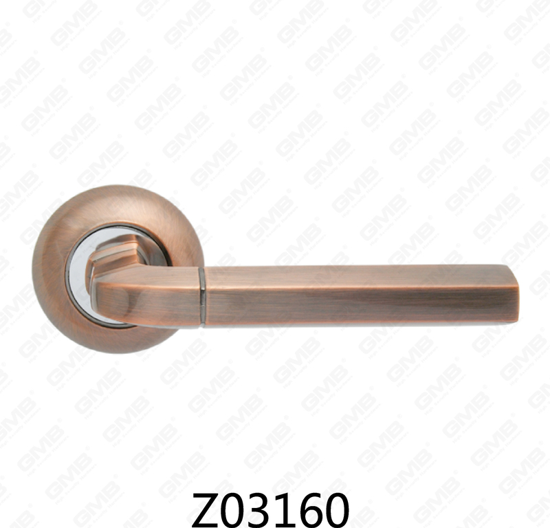 Zamak Zinc Alloy Aluminum Rosette Door Handle with Round Rosette (Z02160)