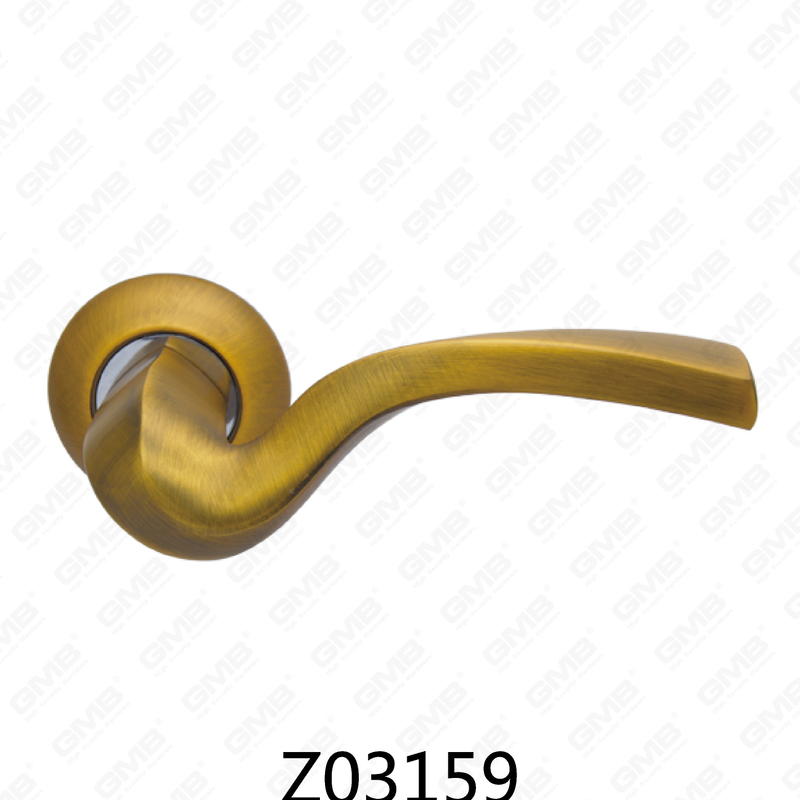 Zamak Zinc Alloy Aluminum Rosette Door Handle with Round Rosette (Z02159)