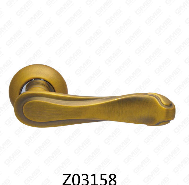 Zamak Zinc Alloy Aluminum Rosette Door Handle with Round Rosette (Z02158)
