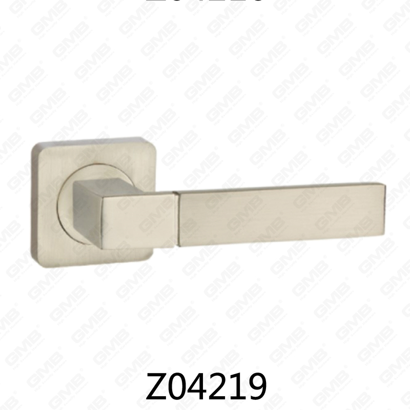 Zamak Zinc Alloy Aluminum Rosette Door Handle with Round Rosette (Z04219)